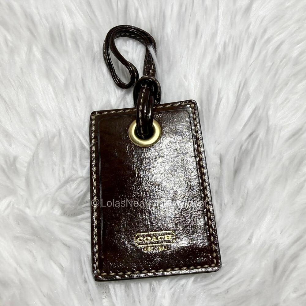 Vintage COACH Brown Luggage Tag Bag Charm